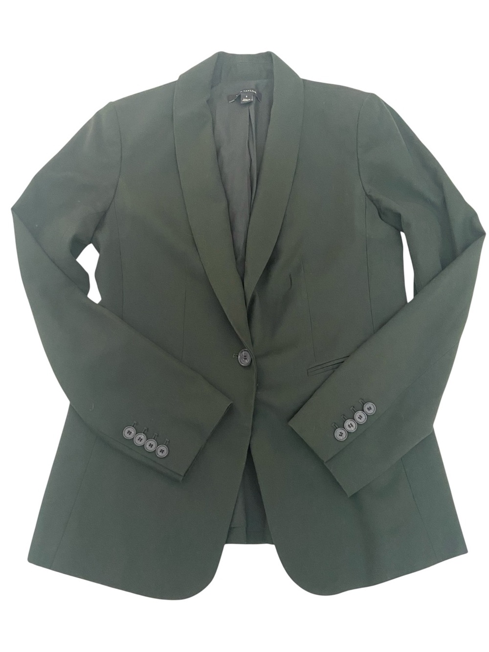 ANN TAYLOR DARK GREEN SINGLE BUTTON BLAZER SIZE 0 (zero)